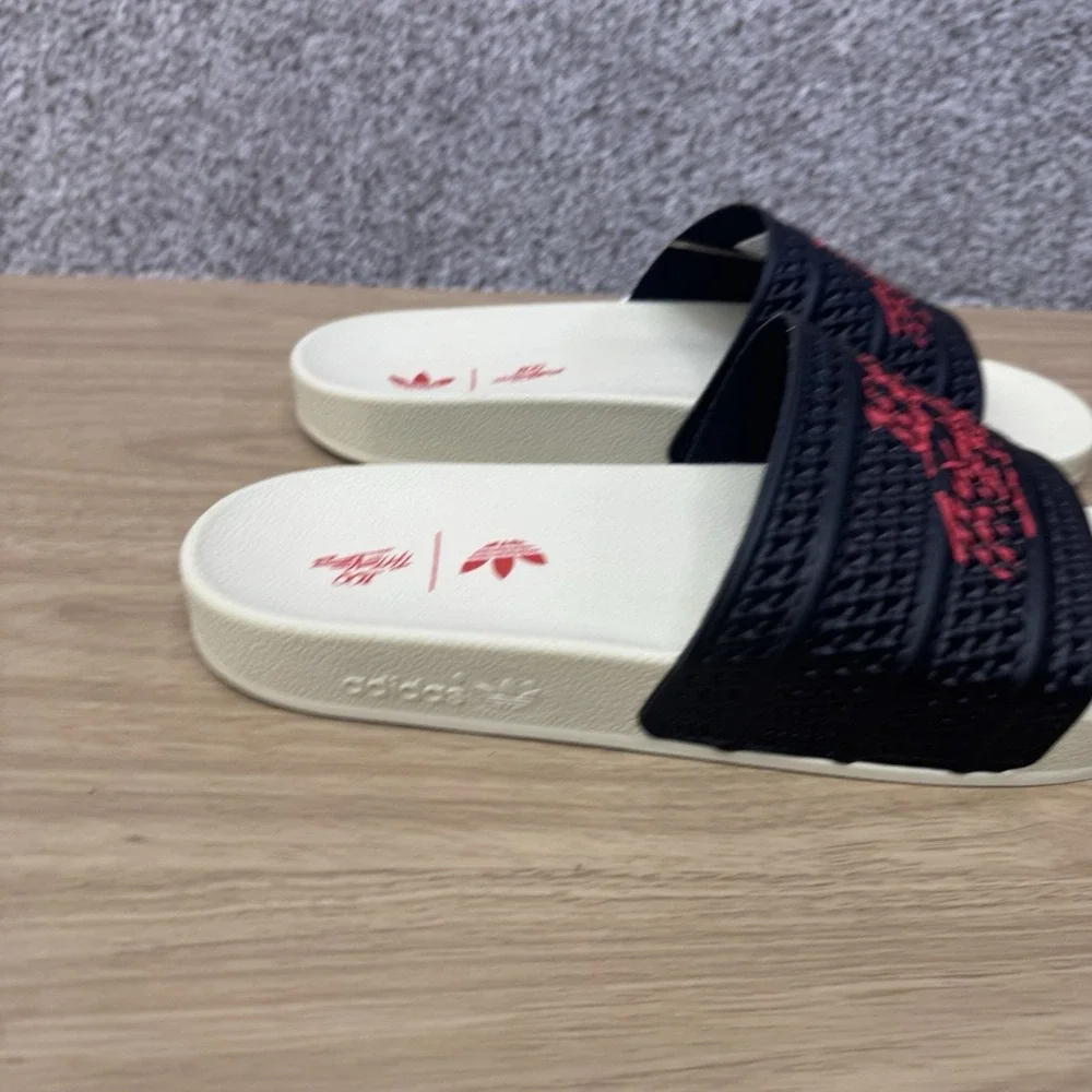 100 Thieves X Adidas‎ Adilette Slides Men's Size 12 Sandals Black Red JR9125 NEW